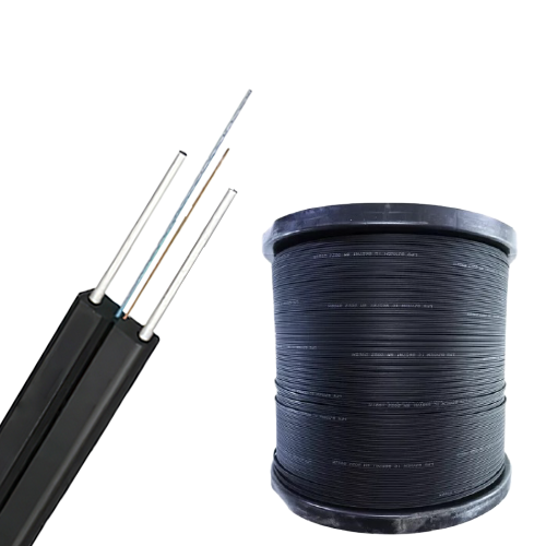 Cable Drop Plano FTTH 2 Hilos G657A1 | Fibra Tipo GJYXCH2C | Refuerzo FRP | Cubierta LZSH | Bobina 1 km | Tecnoprocesos