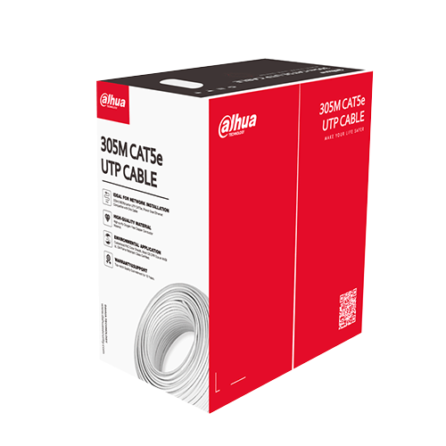 Cable UTP CAT5e Dahua 100% Cobre OFC | 4 Pares 0.45mm | Chaqueta PVC | Redes 100 Mbps | Bobina 305m | Tecnoprocesos