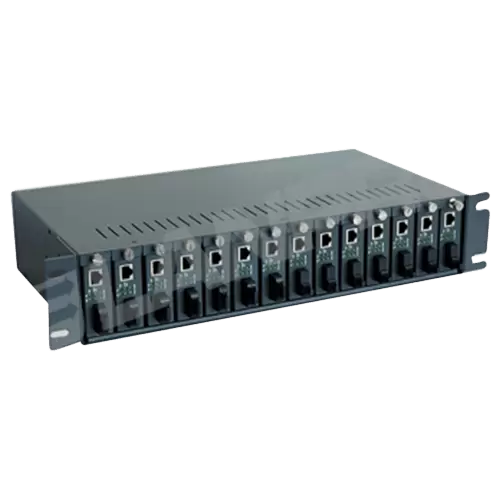 Chasis para 14 Convertidores de Medios 2U | Montaje en Rack 19 Pulgadas | Fuente de Poder Redundante Incluida | LanPro | Tecnoprocesos