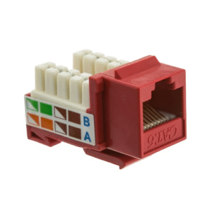 Jack Keystone RJ45 Cat 6A UTP X-Class Rojo | 90 Grados IDC | No Blindado | Certificado UL | Conector 10 Gigabit | Tecnoprocesos