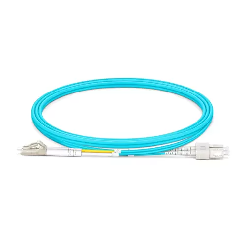 Latiguillo Híbrido Fibra Multimodo OM3 3m Aqua | LC Dúplex a SC Dúplex UPC | 2.0mm LSZH | 10G | Tecnoprocesos