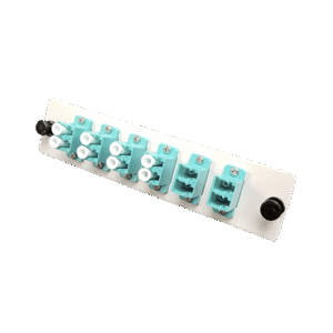 Panel Adaptador de Fibra Óptica 6 Puertos LC Dúplex (12 Fibras) | Multimodo OM3/OM4 Aqua PC | Acoplador para Patch Panel | Tecnoprocesos