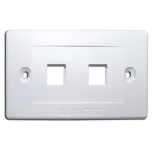 Placa Frontal Superficial 2 Puertos Horizontal | Faceplate 2 Módulos RJ45/Multimedia | Color Blanca | Accesorio de Red | Tecnoprocesos