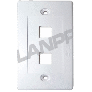 Placa Frontal Vertical 2 Puertos Inclinados | Faceplate Especial CAT6A Blindado | Módulos Keystone | Color Blanca | Tecnoprocesos