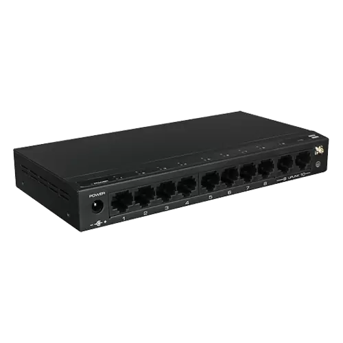 Switch PoE 10 Puertos (8 PoE) | 10/100 MBPS | 2 Uplink | 120W Total | CCTV/Red Básica | Tecnoprocesos