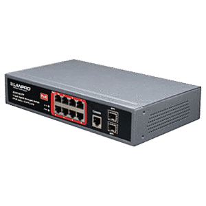 Switch PoE Administrable 10 Puertos (8 PoE) | GIGABIT | 2 SFP Fibra | 150W Total | Tecnoprocesos