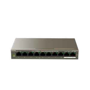 Switch PoE GIGABIT 10 Puertos (8 PoE) | Uplink RJ45 y SFP | 120W Total | 10/100/1000M | Tecnoprocesos