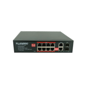 Switch PoE GIGABIT 12 Puertos (8 PoE) | 2 Uplink RJ45 | 2 SFP Fibra | 10/100/1000M | Tecnoprocesos